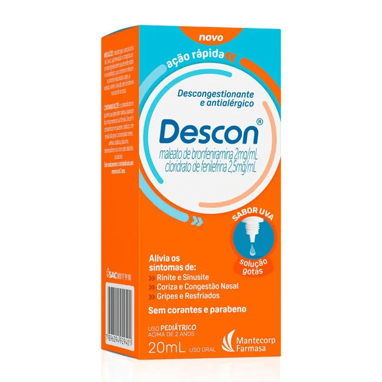 Descon 2mg/mL + 2.5mg/mL Solução Oral (Gotas) - Frasco Gotejador com 20mL - Imagem 1